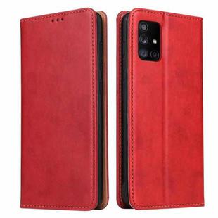 For Samsung Galaxy A71 5G Fierre Shann PU Genuine Leather Texture Horizontal Flip Leather Case with Holder & Card Slots & Wallet(Red)