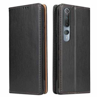 For Xiaomi Mi 10 Fierre Shann PU Genuine Leather Texture Horizontal Flip Leather Case with Holder & Card Slots & Wallet(Black)