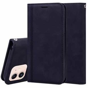For iPhone 12 mini Frosted Business Magnetic Horizontal Flip PU Leather Case with Holder & Card Slot & Lanyard (Black)
