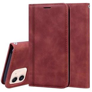 For iPhone 12 mini Frosted Business Magnetic Horizontal Flip PU Leather Case with Holder & Card Slot & Lanyard (Brown)