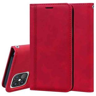 For iPhone 12 Pro Max Frosted Business Magnetic Horizontal Flip PU Leather Case with Holder & Card Slot & Lanyard(Red)