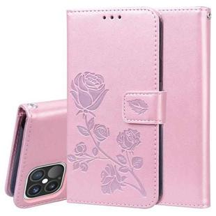 For iPhone 12 Pro Rose Embossed Horizontal Flip PU Leather Case with Holder & Card Slots & Wallet(Rose Red)