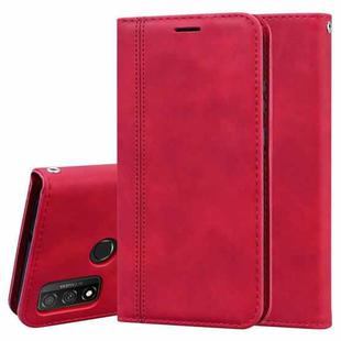 For Huawei P Smart (2020) Frosted Business Magnetic Horizontal Flip PU Leather Case with Holder & Card Slot & Lanyard(Red)