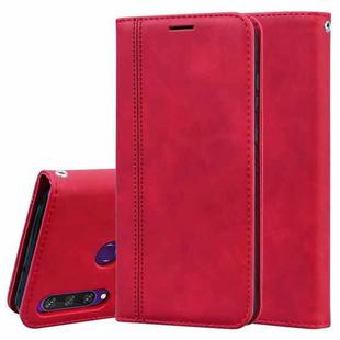 For Huawei Y6p (2020) Frosted Business Magnetic Horizontal Flip PU Leather Case with Holder & Card Slot & Lanyard(Red)