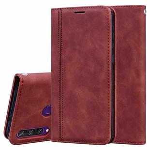 For Huawei Y6p (2020) Frosted Business Magnetic Horizontal Flip PU Leather Case with Holder & Card Slot & Lanyard(Brown)