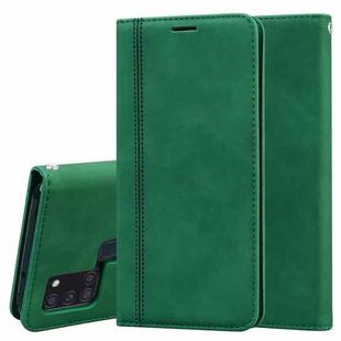 For Samsung Galaxy A21s Frosted Business Magnetic Horizontal Flip PU Leather Case with Holder & Card Slot & Lanyard(Green)
