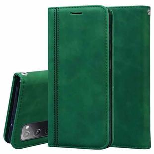 For Samsung Galaxy S20 FE 5G Frosted Business Magnetic Horizontal Flip PU Leather Case with Holder & Card Slot & Lanyard(Green)
