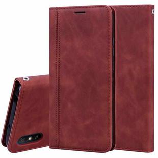 For Xiaomi Redmi 9A Frosted Business Magnetic Horizontal Flip PU Leather Case with Holder & Card Slot & Lanyard(Brown)