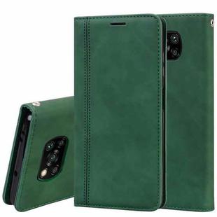 For Xiaomi Poco X3 NFC Frosted Business Magnetic Horizontal Flip PU Leather Case with Holder & Card Slot & Lanyard(Green)