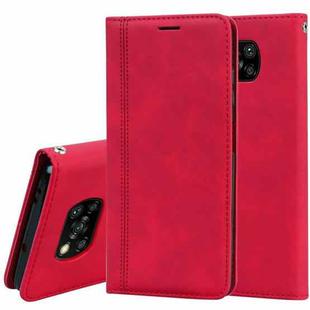 For Xiaomi Poco X3 NFC Frosted Business Magnetic Horizontal Flip PU Leather Case with Holder & Card Slot & Lanyard(Red)