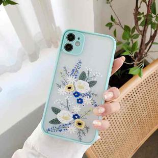 For iPhone 12 Pro Precision Hole Skin Feel Flowers Plants Series Protective Case(Blue)