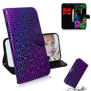 For LG G8 ThinQ Solid Color Colorful Magnetic Buckle Horizontal Flip PU Leather Case with Holder & Card Slots & Wallet & Lanyard(Purple)