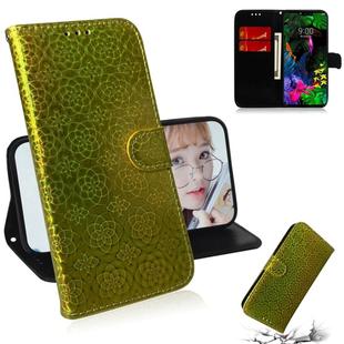 For LG G8 ThinQ Solid Color Colorful Magnetic Buckle Horizontal Flip PU Leather Case with Holder & Card Slots & Wallet & Lanyard(Gold)