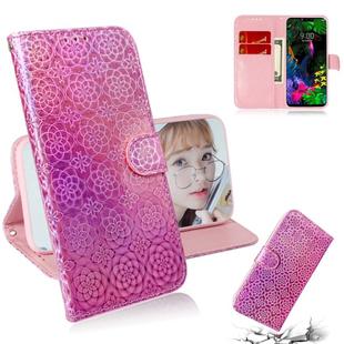 For LG G8 ThinQ Solid Color Colorful Magnetic Buckle Horizontal Flip PU Leather Case with Holder & Card Slots & Wallet & Lanyard(Pink)