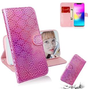 For LG W10 Solid Color Colorful Magnetic Buckle Horizontal Flip PU Leather Case with Holder & Card Slots & Wallet & Lanyard(Pink)