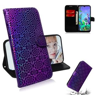 For Google Pixel 3A XL Solid Color Colorful Magnetic Buckle Horizontal Flip PU Leather Case with Holder & Card Slots & Wallet & Lanyard(Purple)