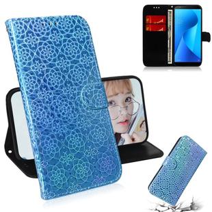 For Zenfone Max Plus (M1) ZB570TL Solid Color Colorful Magnetic Buckle Horizontal Flip PU Leather Case with Holder & Card Slots & Wallet & Lanyard(Blue)