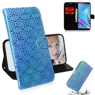 For Zenfone Max Pro (M1) ZB601KL Solid Color Colorful Magnetic Buckle Horizontal Flip PU Leather Case with Holder & Card Slots & Wallet & Lanyard(Blue)