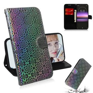 For Sony Xperia 1 Solid Color Colorful Magnetic Buckle Horizontal Flip PU Leather Case with Holder & Card Slots & Wallet & Lanyard(Silver)