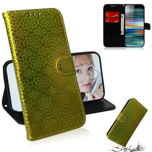 For Sony Xperia 10 Solid Color Colorful Magnetic Buckle Horizontal Flip PU Leather Case with Holder & Card Slots & Wallet & Lanyard(Gold)