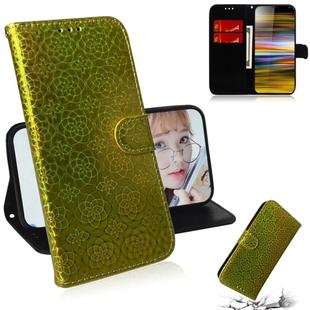 For Sony Xperia 10 Plus Solid Color Colorful Magnetic Buckle Horizontal Flip PU Leather Case with Holder & Card Slots & Wallet & Lanyard(Gold)