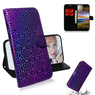 For Sony Xperia L3 Solid Color Colorful Magnetic Buckle Horizontal Flip PU Leather Case with Holder & Card Slots & Wallet & Lanyard(Purple)