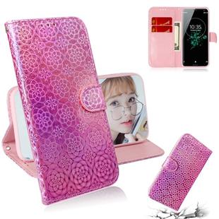 For Sony Xperia XZ3 Solid Color Colorful Magnetic Buckle Horizontal Flip PU Leather Case with Holder & Card Slots & Wallet & Lanyard(Pink)