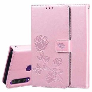 For Huawei Y6p Rose Embossed Horizontal Flip PU Leather Case with Holder & Card Slots & Wallet(Rose Gold)