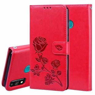 For Huawei Honor 9X Lite Rose Embossed Horizontal Flip PU Leather Case with Holder & Card Slots & Wallet(Red)