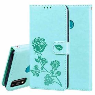 For Huawei Honor 9X Lite Rose Embossed Horizontal Flip PU Leather Case with Holder & Card Slots & Wallet(Green)