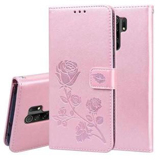 For Xiaomi Redmi 9 Rose Embossed Horizontal Flip PU Leather Case with Holder & Card Slots & Wallet(Rose Gold)