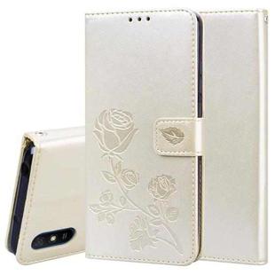 For Xiaomi Redmi 9A Rose Embossed Horizontal Flip PU Leather Case with Holder & Card Slots & Wallet(Gold)