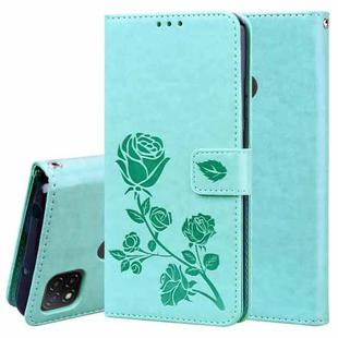 For Xiaomi Redmi 9C Rose Embossed Horizontal Flip PU Leather Case with Holder & Card Slots & Wallet(Green)