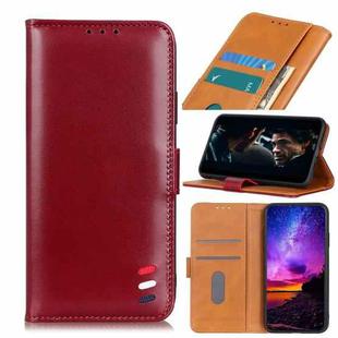 For LG K52 3-Color Pearl Texture Magnetic Buckle Horizontal Flip PU Leather Case with Card Slots & Wallet & Holder(Wine Red)