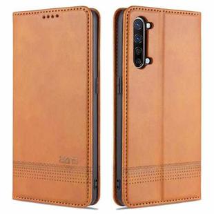 For OPPO K7 / Reno3 5G AZNS Magnetic Calf Texture Horizontal Flip Leather Case with Card Slots & Holder & Wallet(Light Brown)