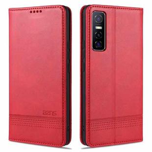 For vivo Y73s / S7e AZNS Magnetic Calf Texture Horizontal Flip Leather Case with Card Slots & Holder & Wallet(Red)