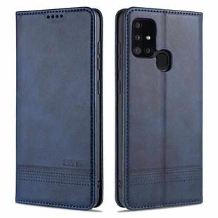 For Samsung Galaxy M31 AZNS Magnetic Calf Texture Horizontal Flip Leather Case with Card Slots & Holder & Wallet(Dark Blue)