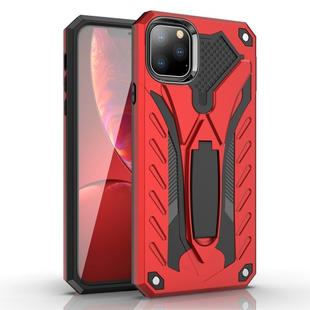 For iPhone 11 Pro Max Shockproof TPU + PC Protective Case with Holder(Red)