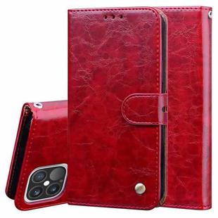 For iPhone 12 / 12 Pro Business Style Oil Wax Texture Horizontal Flip Leather Case with Holder & Card Slots & Wallet(Red)