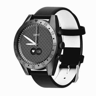 T4M 0.49 inch OLED Screen 30m Waterproof Smart Quartz Watch, Support Sleep Monitor / Heart Rate Monitor / Blood Pressure Monitor, Style: Leather Strap(Black)