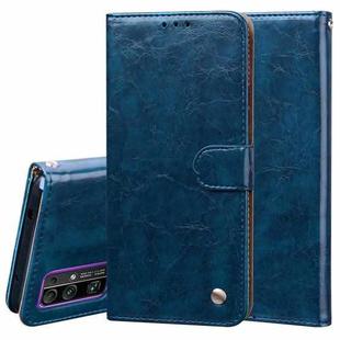 For Huawei Honor 30 Business Style Oil Wax Texture Horizontal Flip Leather Case with Holder & Card Slots & Wallet(Blue)