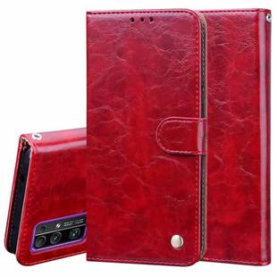 For Huawei Honor 30 Business Style Oil Wax Texture Horizontal Flip Leather Case with Holder & Card Slots & Wallet(Red)