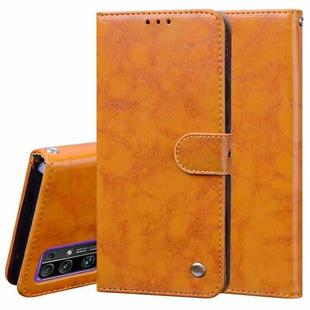 For Huawei Honor 30 Business Style Oil Wax Texture Horizontal Flip Leather Case with Holder & Card Slots & Wallet(Yellow)