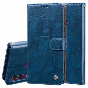 For Huawei Y6P 2020 Business Style Oil Wax Texture Horizontal Flip Leather Case with Holder & Card Slots & Wallet(Blue)