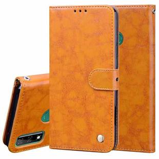 For Huawei Y8s(Global Official Version) Business Style Oil Wax Texture Horizontal Flip Leather Case with Holder & Card Slots & Wallet(Yellow)