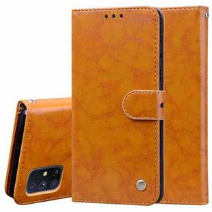 For Samsung Galaxy M51 Business Style Oil Wax Texture Horizontal Flip Leather Case, with Holder & Card Slots & Wallet(Yellow)