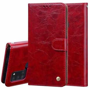 For Samsung Galaxy A21s Business Style Oil Wax Texture Horizontal Flip Leather Case, with Holder & Card Slots & Wallet(Red)
