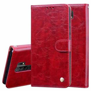 For Xiaomi Redmi 9 Business Style Oil Wax Texture Horizontal Flip Leather Case, with Holder & Card Slots & Wallet(Red)