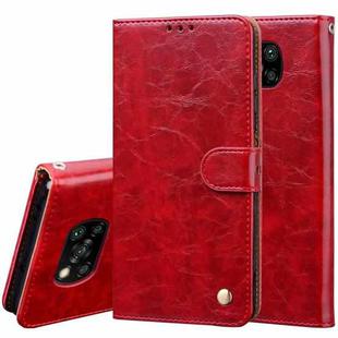 For Xiaomi Poco X3 NFC Business Style Oil Wax Texture Horizontal Flip Leather Case, with Holder & Card Slots & Wallet(Red)