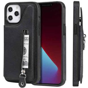 For iPhone 12 Pro Max Solid Color Double Buckle Zipper Shockproof Protective Case(Black)